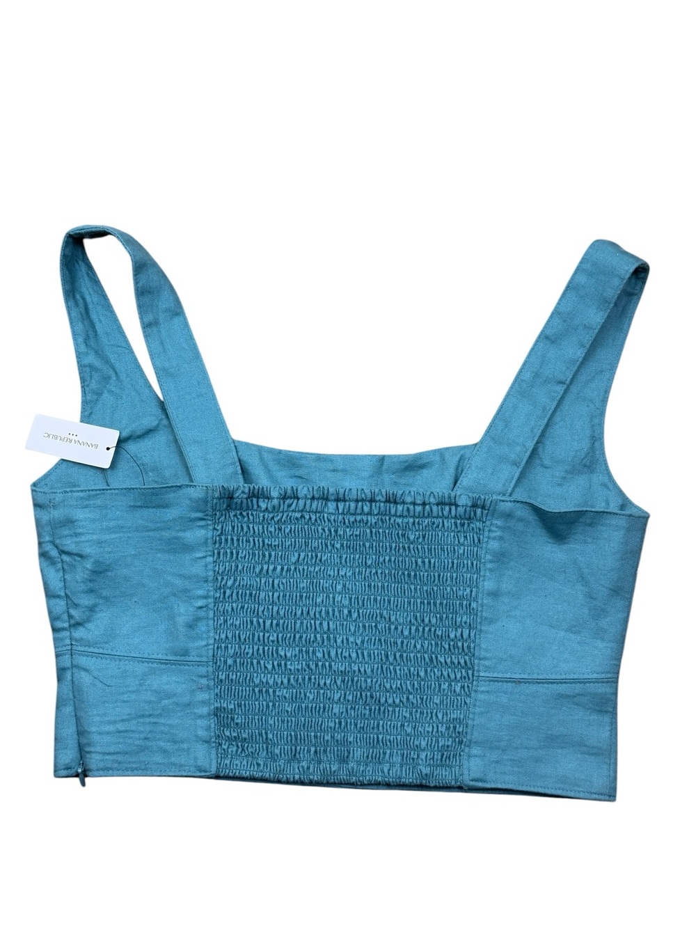 NWT Banana Republic Linen Blend Teal Crop Sleeveless Tank Top Size 6 Corset - Picture 4 of 5